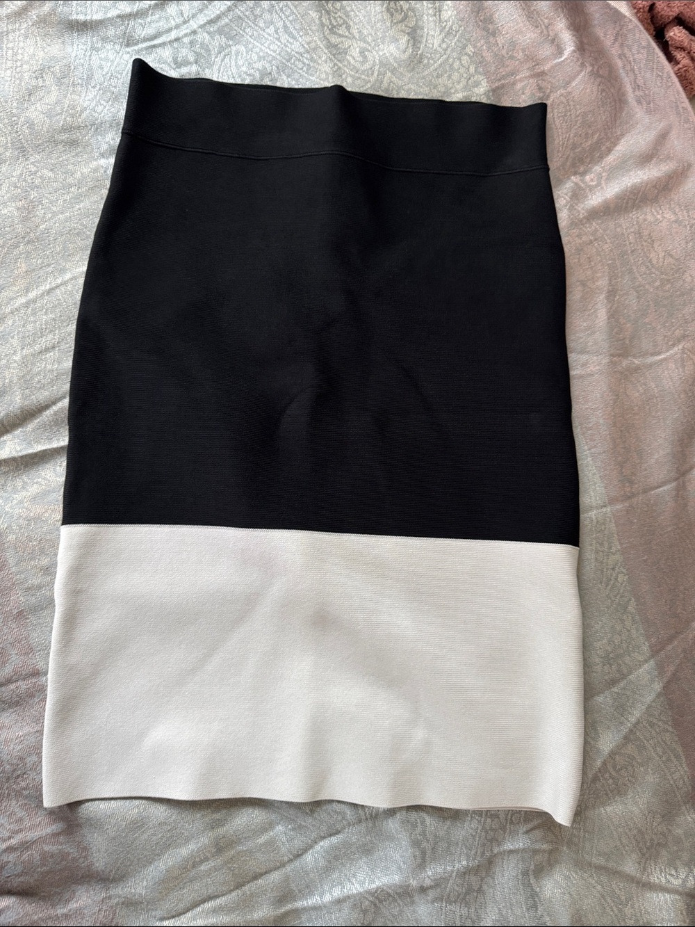 BCBGMaxAzria Black and White Colorblock Pencil Skirt